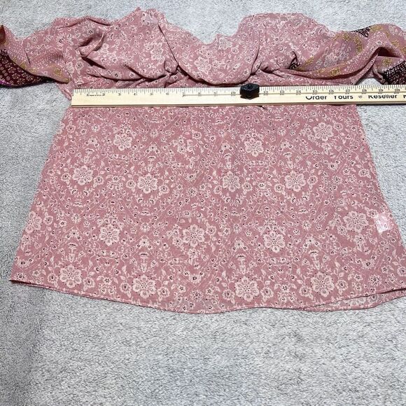 Misa Los Angeles Top Womens XS Pink Floral Sheer Boho Off the Shoulder Lyla - Picture 9 of 12